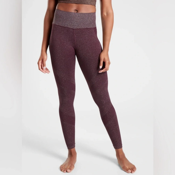 Athleta Twight Tight Leggings Glitter Purple Workout Gym Running XS - Picture 1 of 4